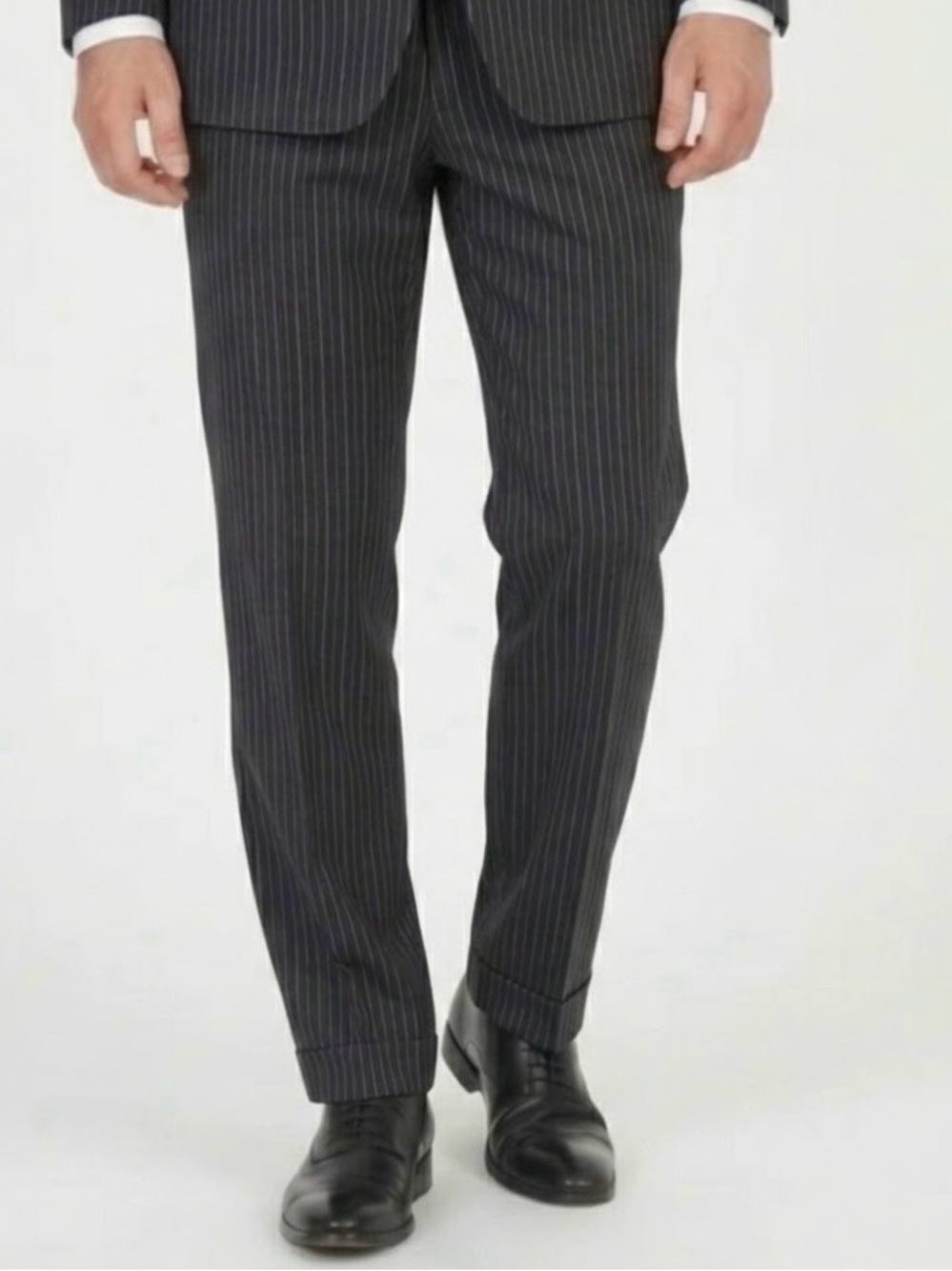 Armani Collezioni Black Pinstripe Dress Pants - 32x30